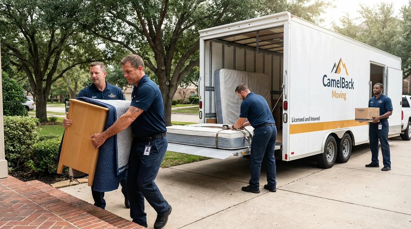 Crew loading residential truck for cross-state move from Goffstown, NH